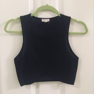 Black Triangle-Hem Crop Top